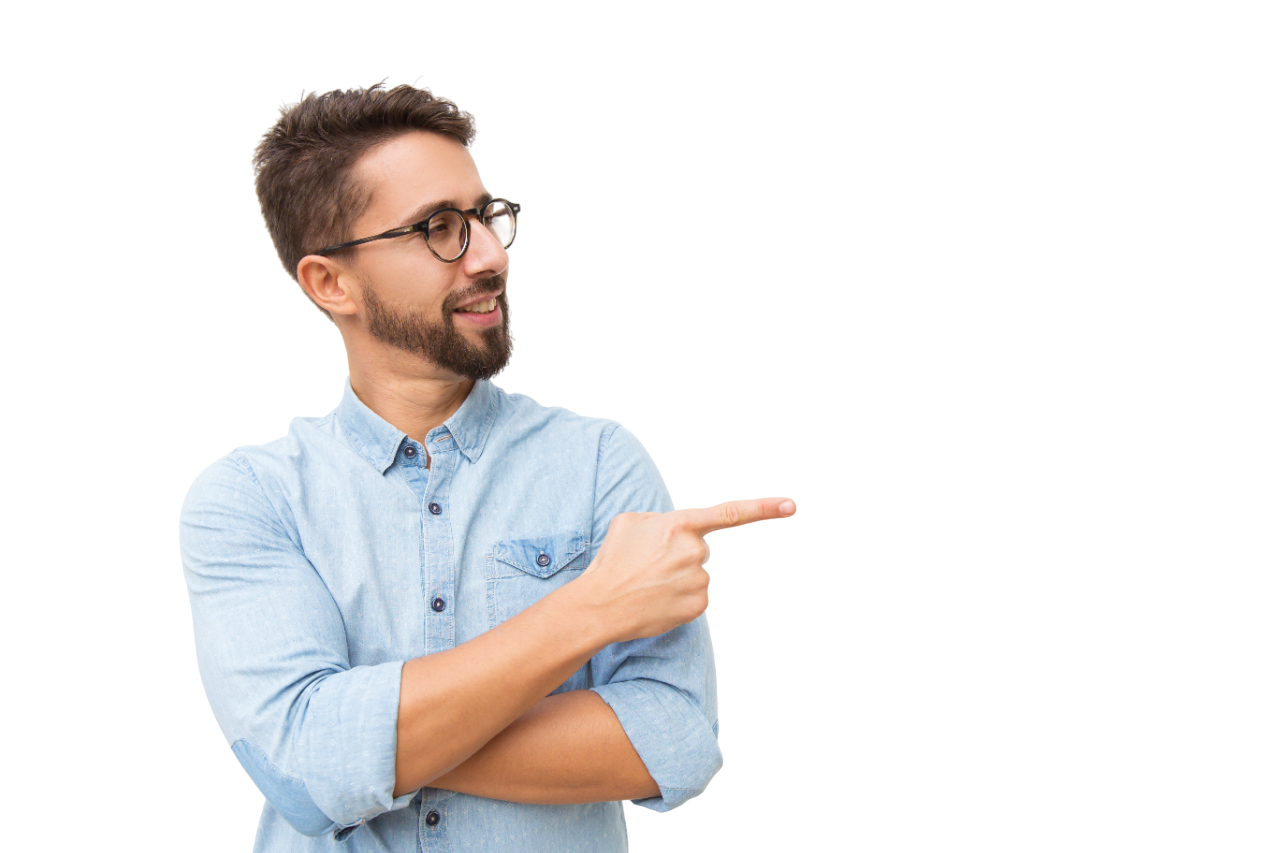 cliente masculino positivo que presenta un nuevo producto Photoroom